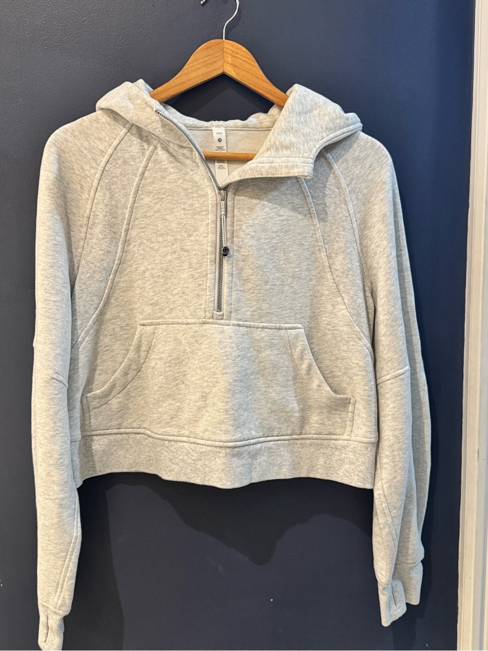 lululemon Scuba Cropped Half Zip Hoodie Heathered Grey XS/S